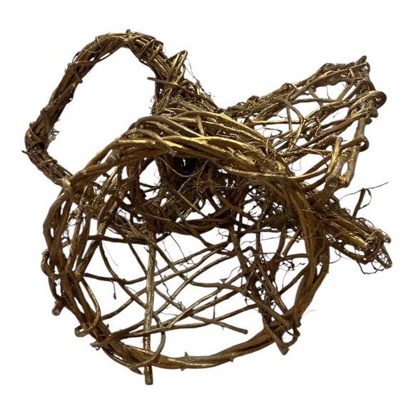 Vintage Gold-Tone Grapevine Angel Figurine – Rustic Holiday Décor (1990s–2000s) - Picture 5 of 5